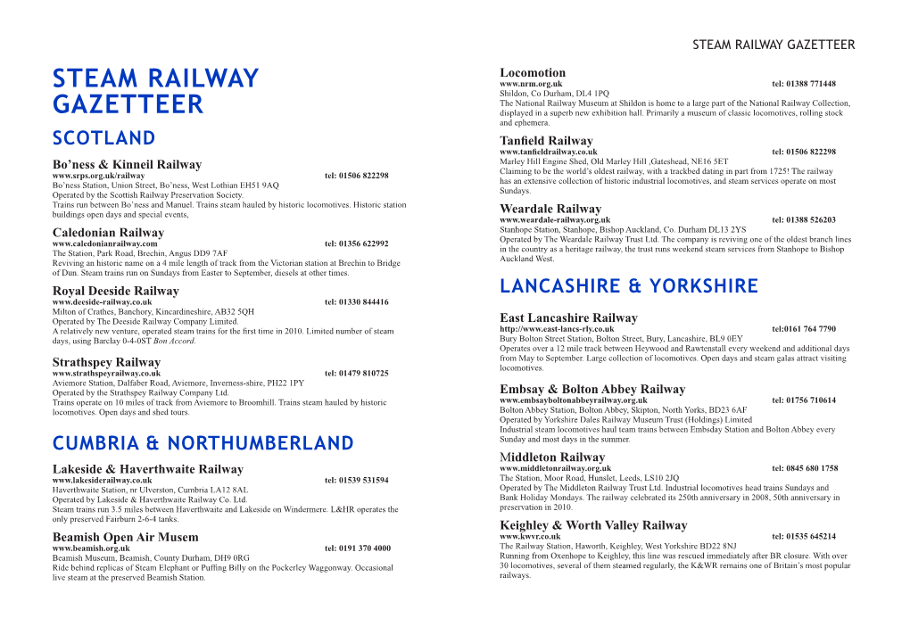 Steam Railway Gazetteer