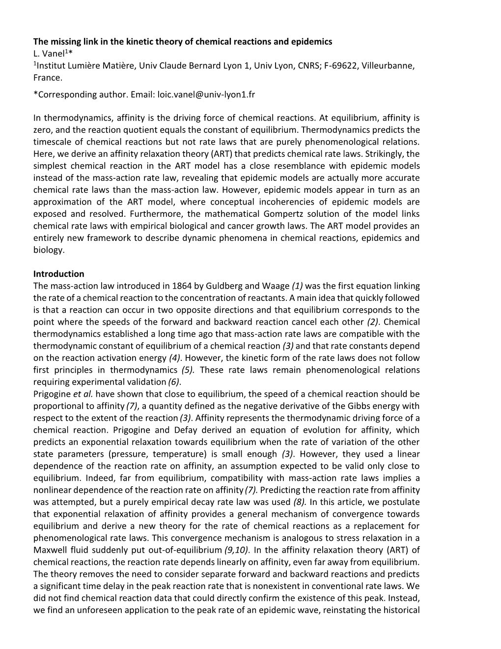 The Missing Link in the Kinetic Theory of Chemical Reactions and Epidemics L