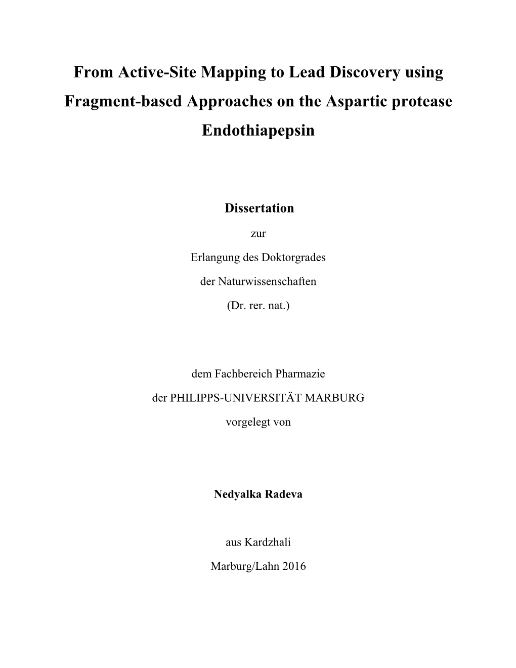 From Active-Site Mapping to Lead Discovery Using Fragment-Based Approaches on the Aspartic Protease Endothiapepsin