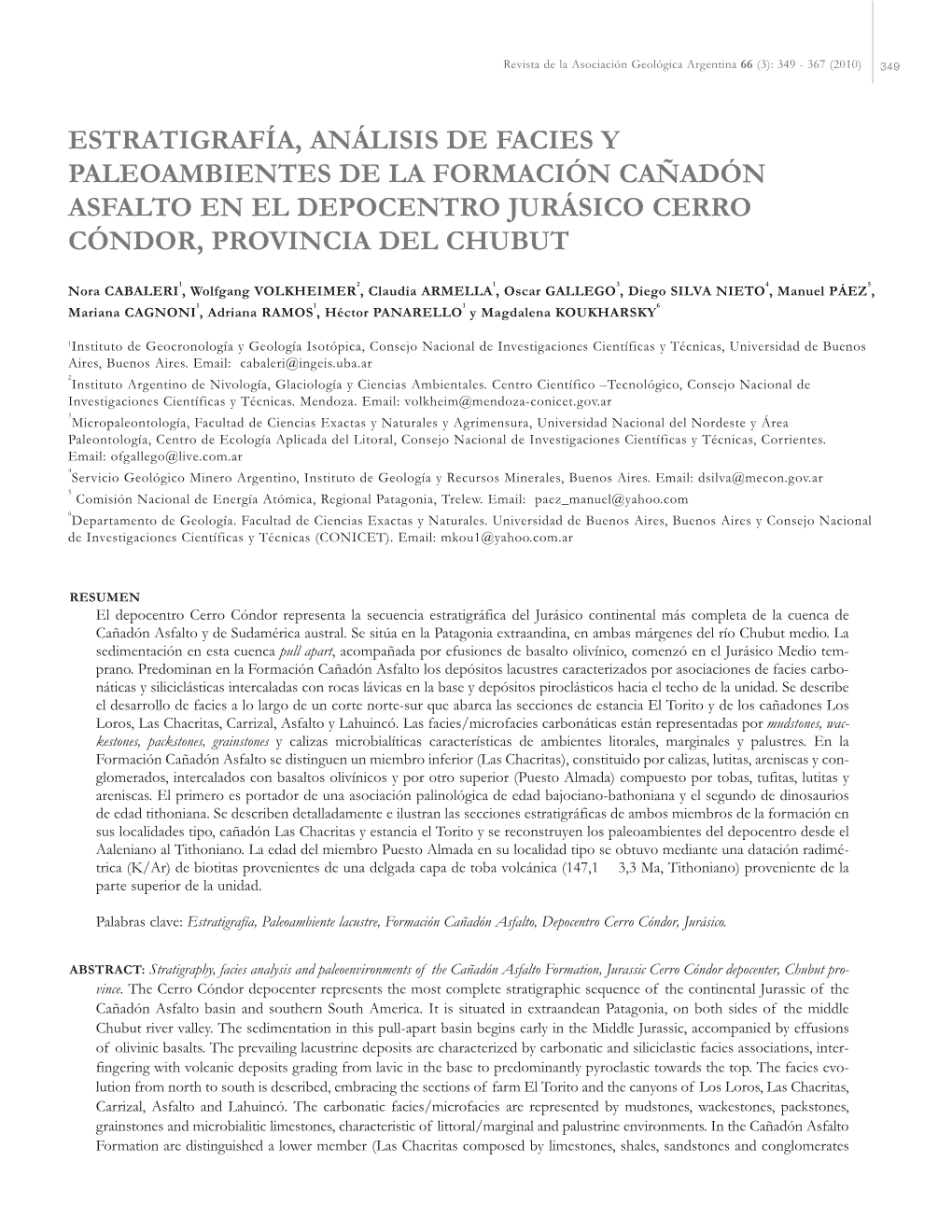 Estratigrafía, Análisis De Facies Y Paleoambientes De La Formación Cañadón Asfalto En El Depocentro Jurásico Cerro Cóndor, Provincia Del Chubut