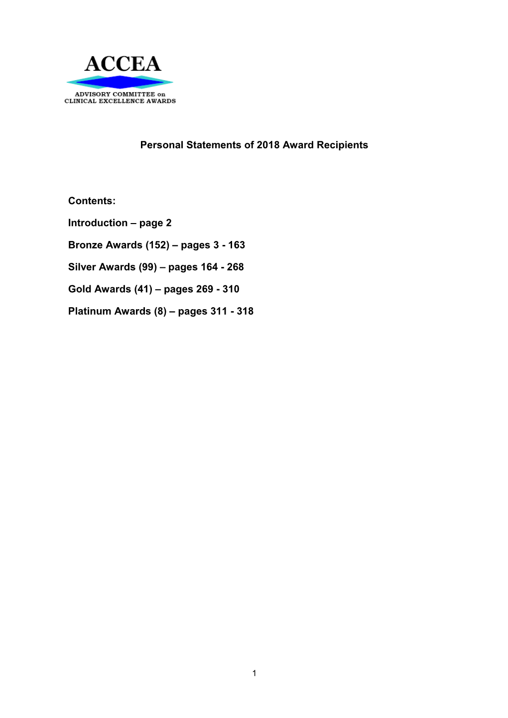 Personal Statements of 2018 Award Recipients