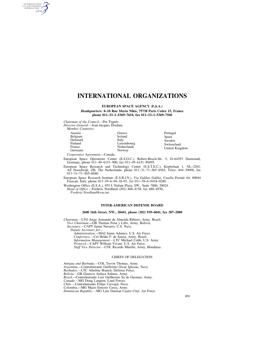 International Organizations