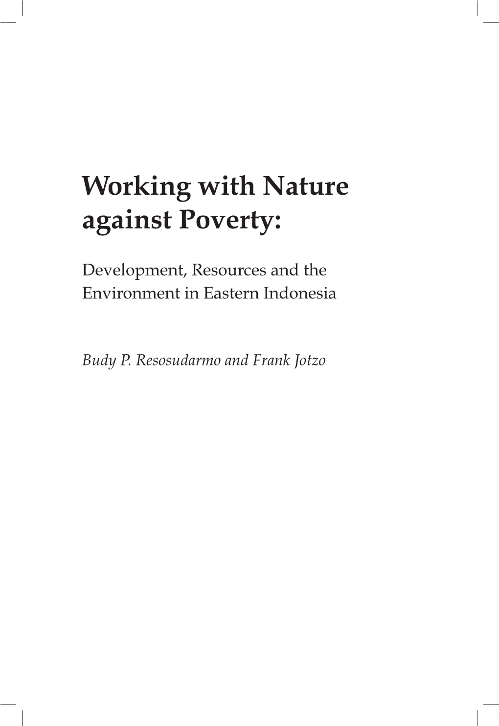 Working with Nature Against Poverty