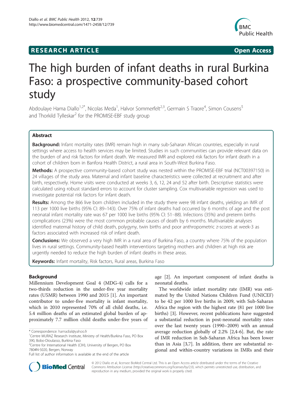 The High Burden of Infant Deaths in Rural Burkina Faso