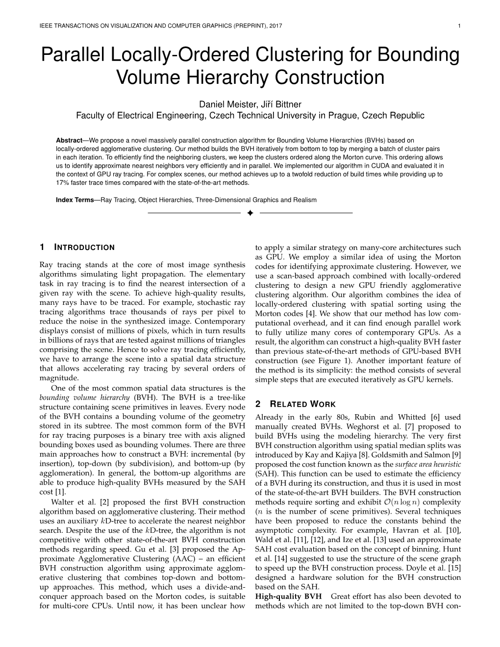 Parallel Locally-Ordered Clustering for Bounding Volume Hierarchy Construction