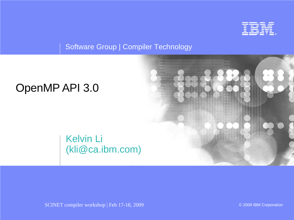 Openmp API V3.0