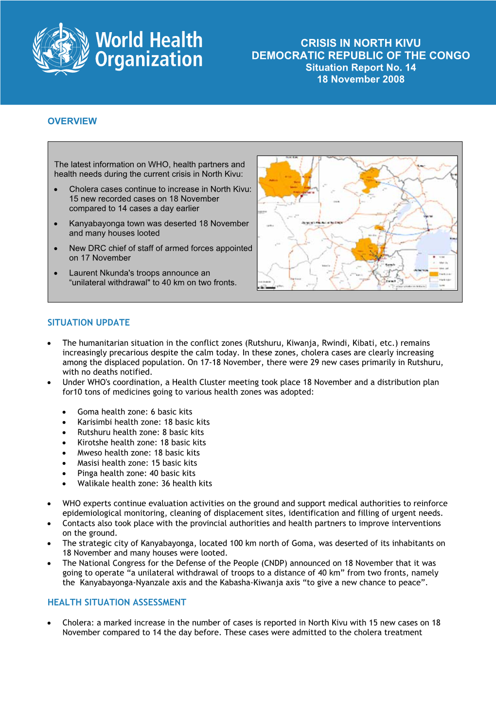 Crisis in North Kivu Democratic Republic of the Congo