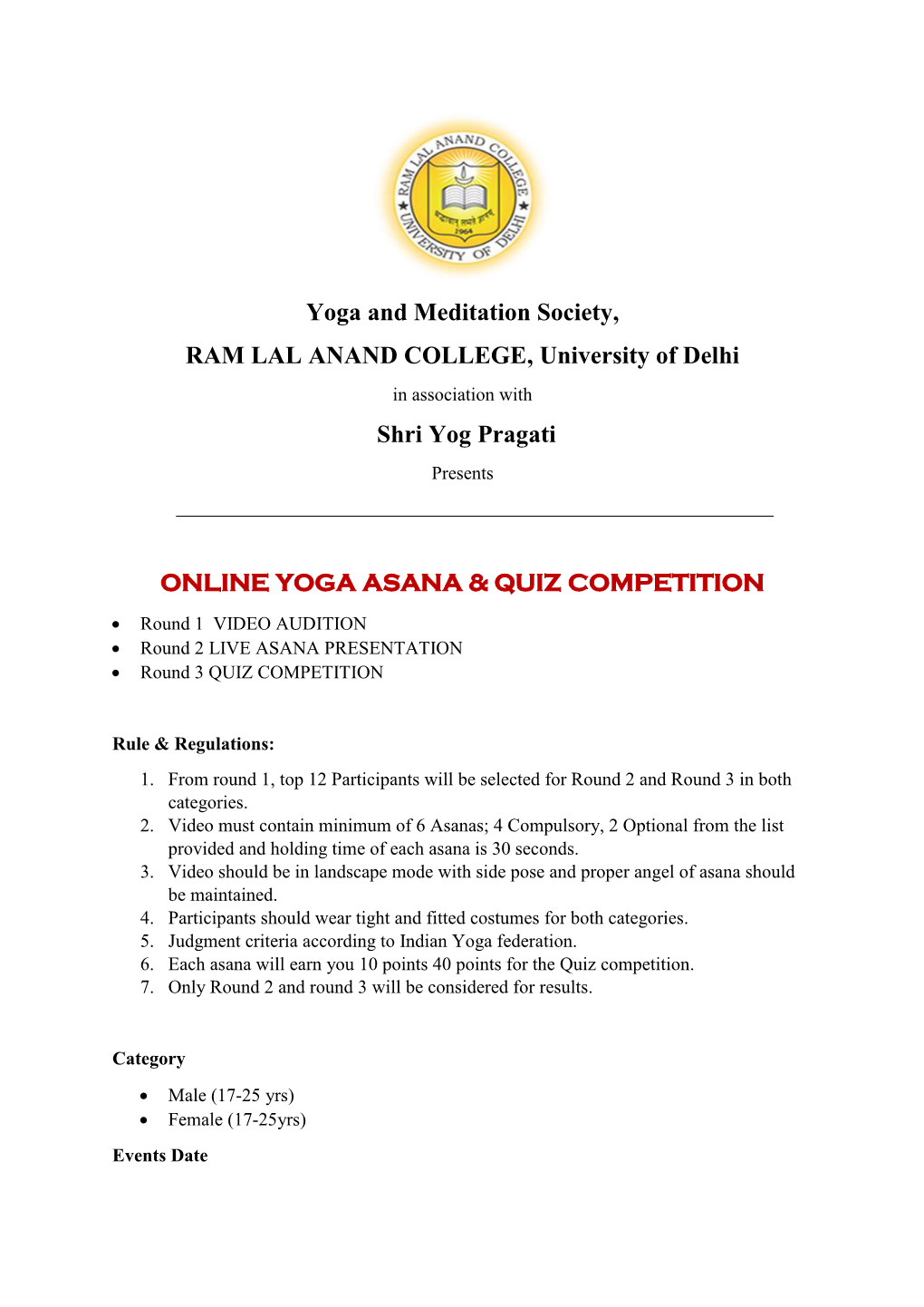 Online Yoga Asana & Quiz Competition