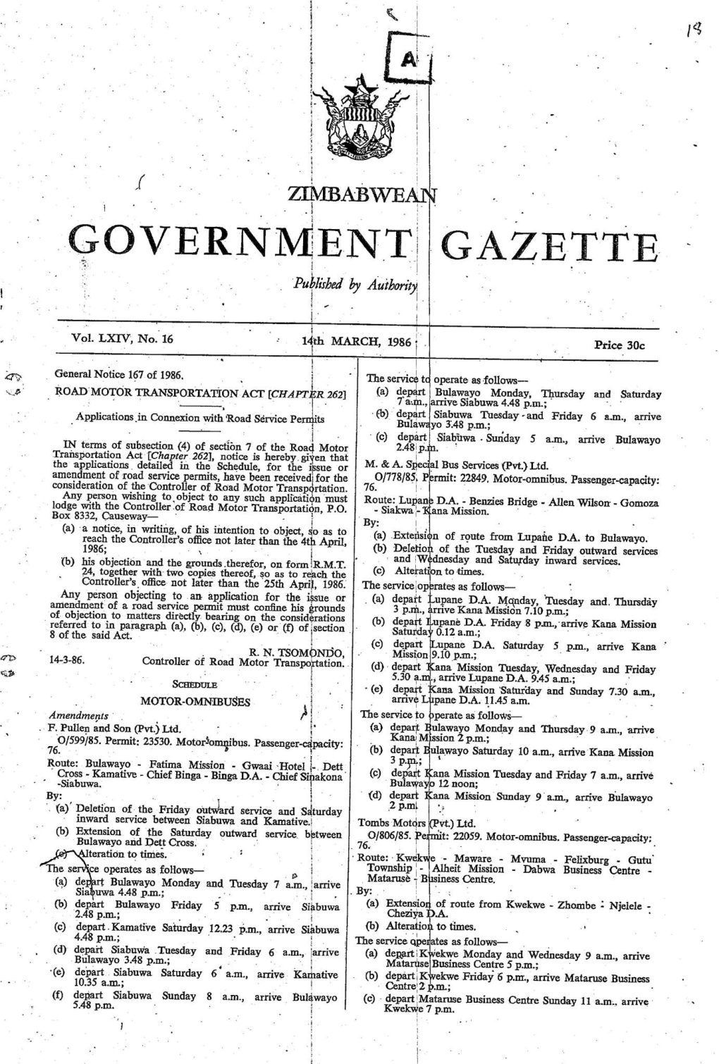 Governmenti GAZETTE — 3 | Publibed by Auibority
