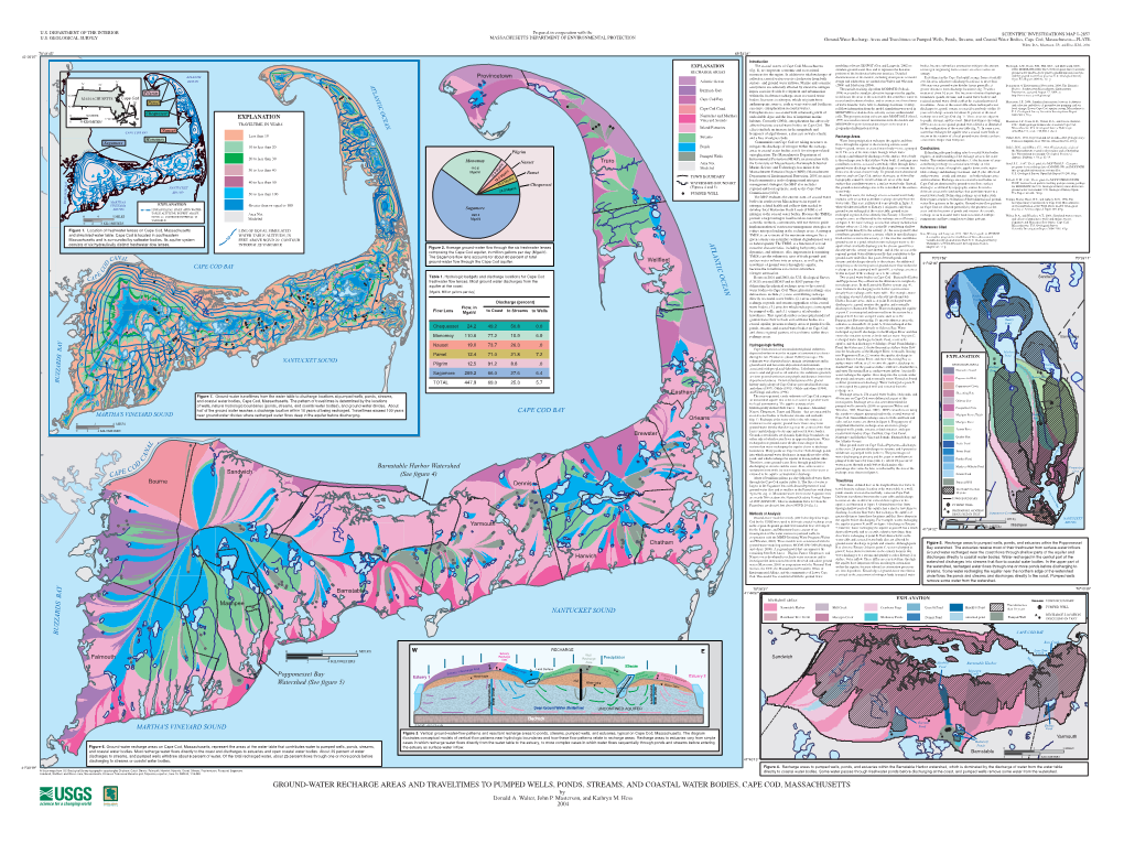 Ground-Water Recharge Areas and Traveltimes to Pumped Wells, Ponds, Streams, and Coastal Water Bodies, Cape Cod, Massachusetts