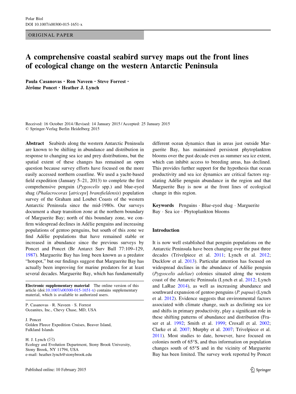 A Comprehensive Coastal Seabird Survey Maps out the Front Lines of Ecological Change on the Western Antarctic Peninsula