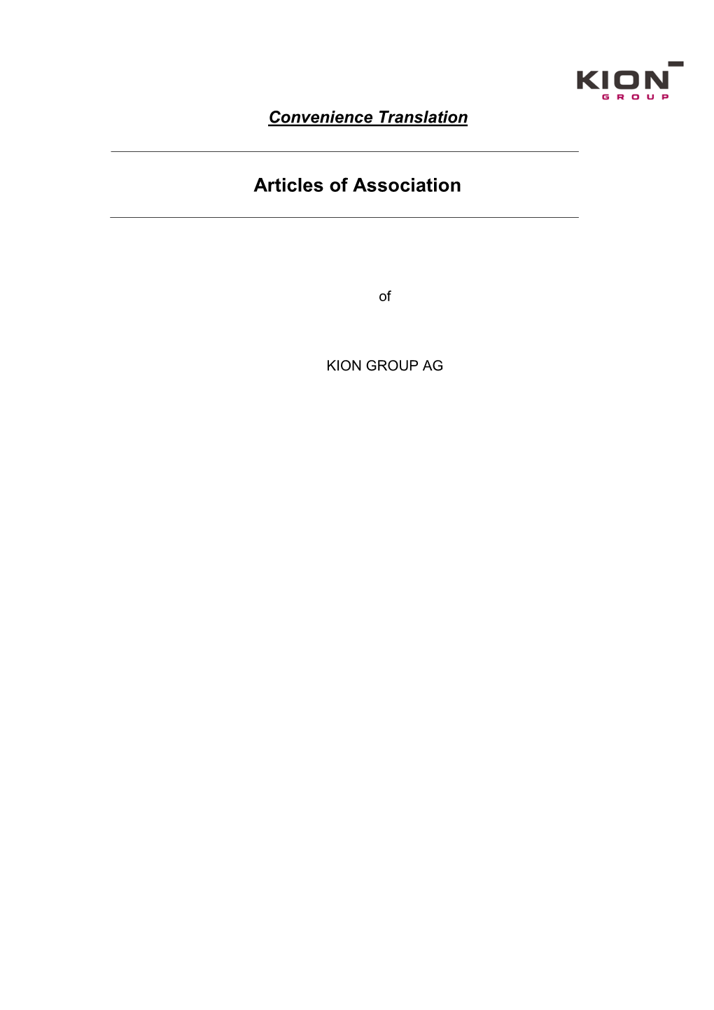 Articles of Association of KION GROUP AG