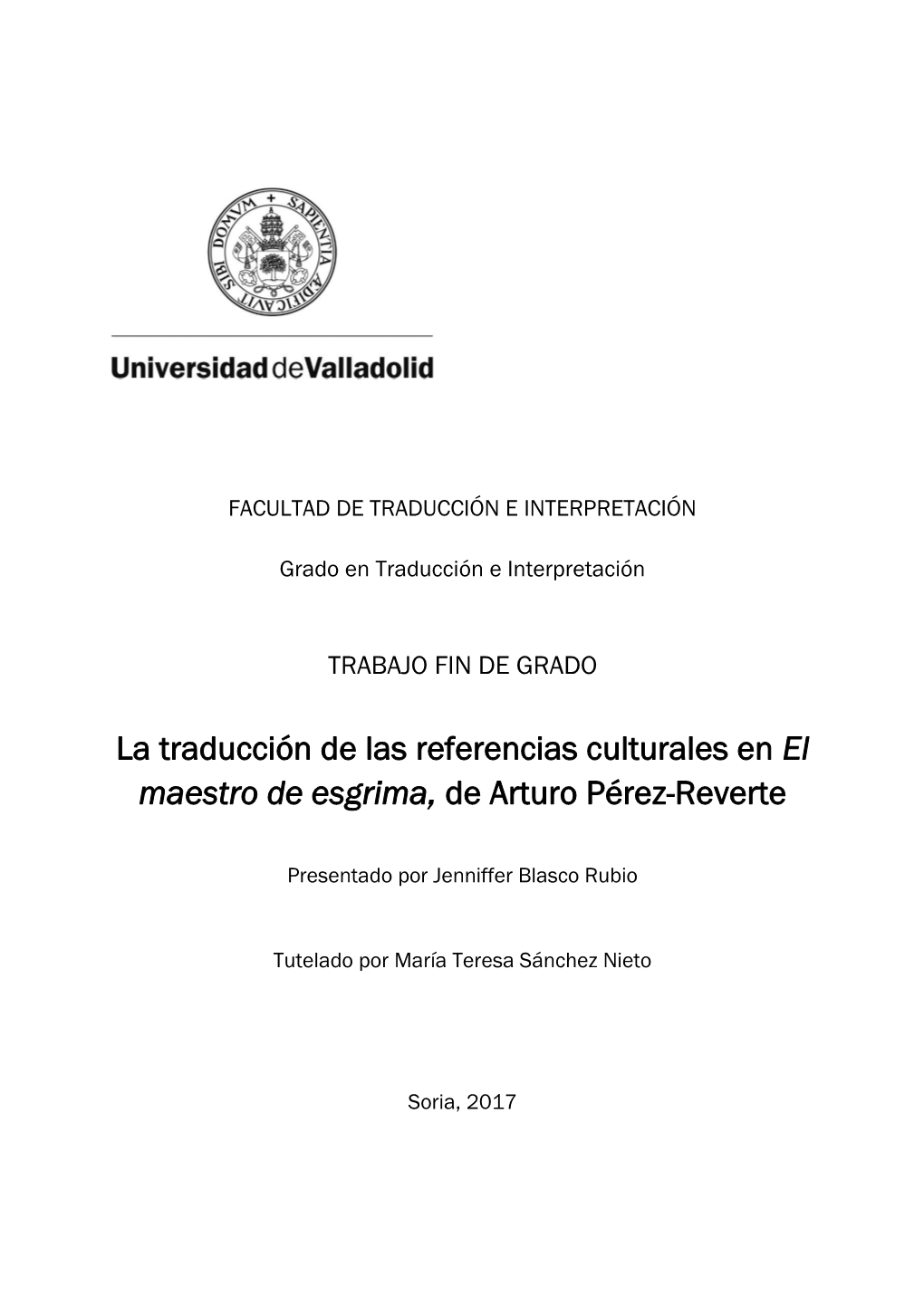 La Traducción De Las Referencias Culturales En El Maestro De Esgrima, De Arturo Pérez-Reverte