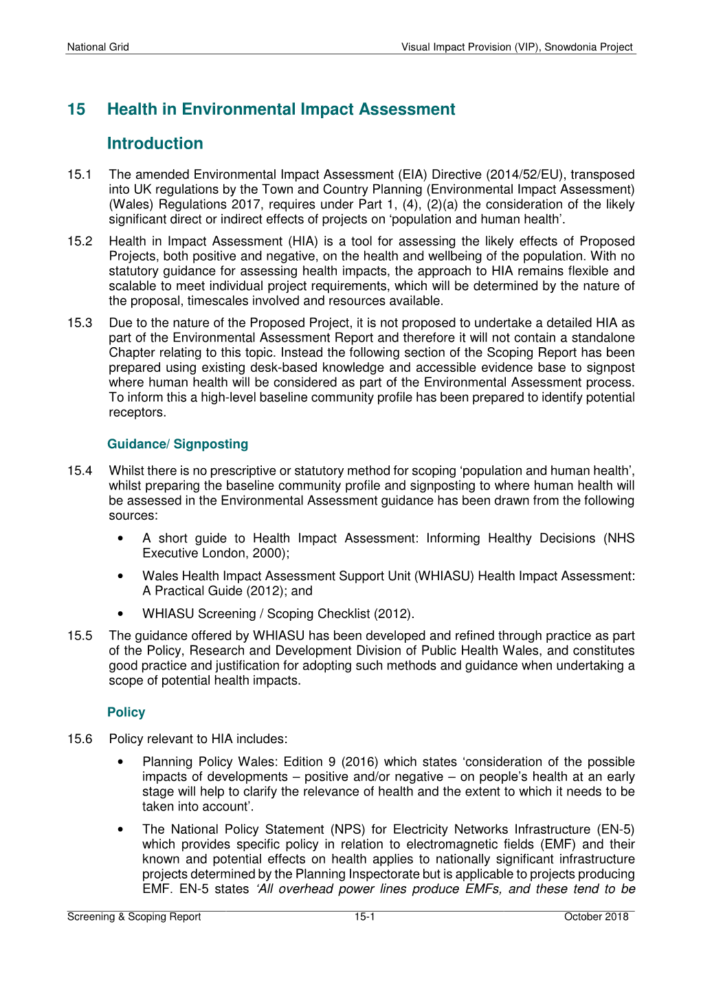 15 Health in Environmental Impact Assessment Introduction