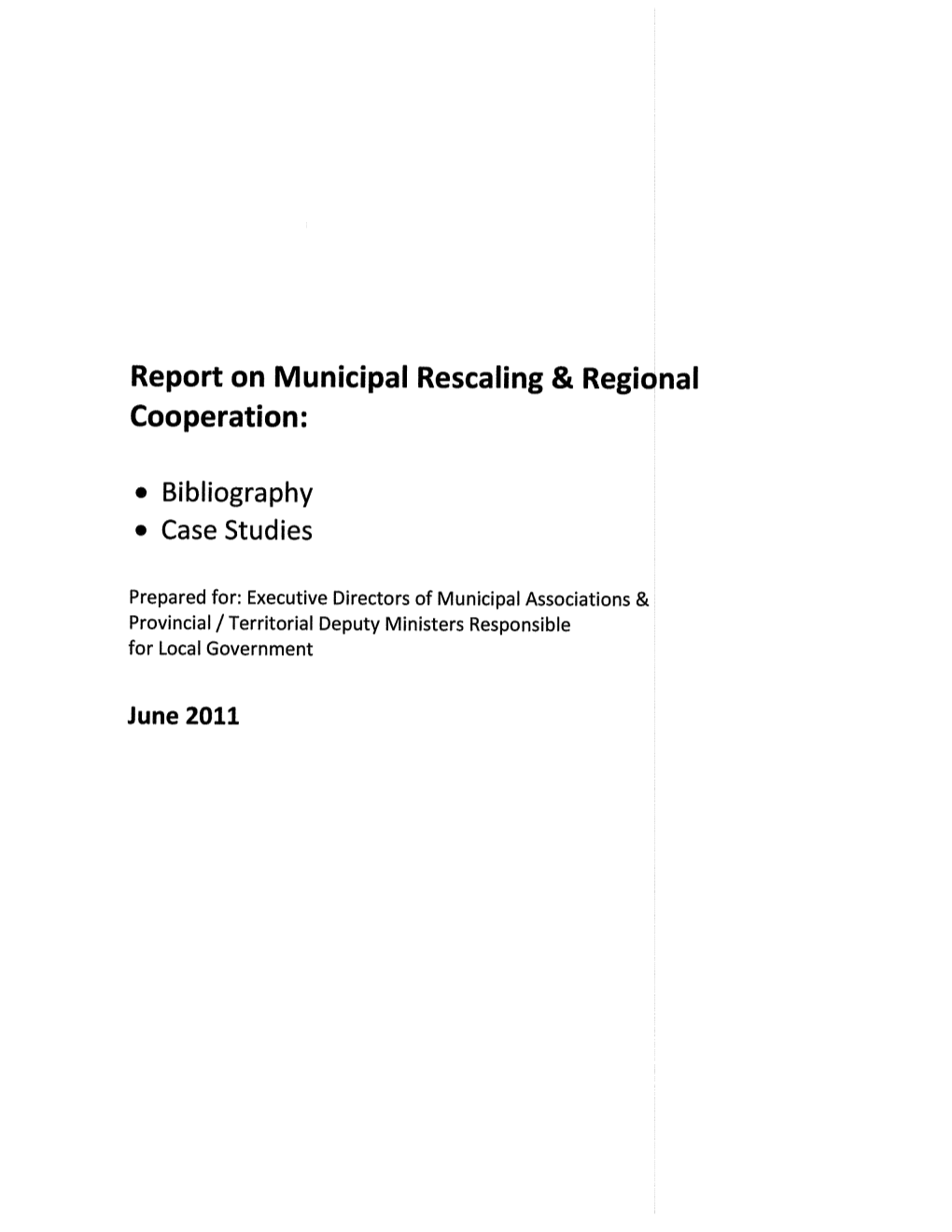 Report on Municipal Rescaling & Regional Cooperation