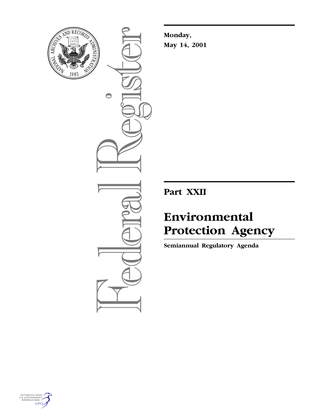 Environmental Protection Agency Semiannual Regulatory Agenda