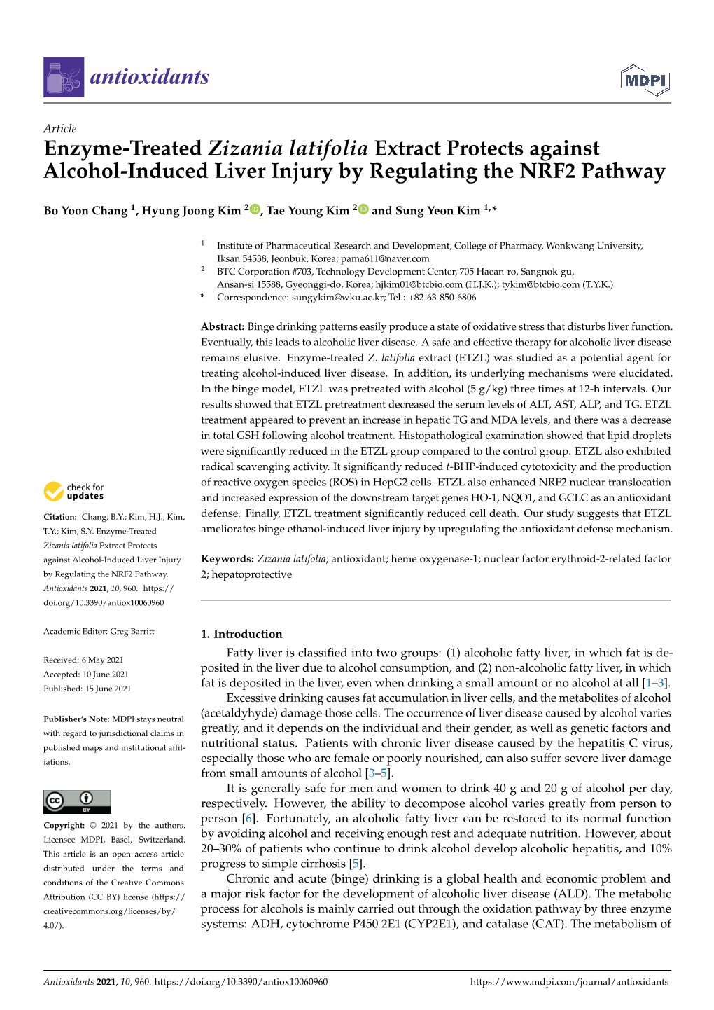 Enzyme-Treated Zizania Latifolia Extract Protects Against Alcohol-Induced Liver Injury by Regulating the NRF2 Pathway