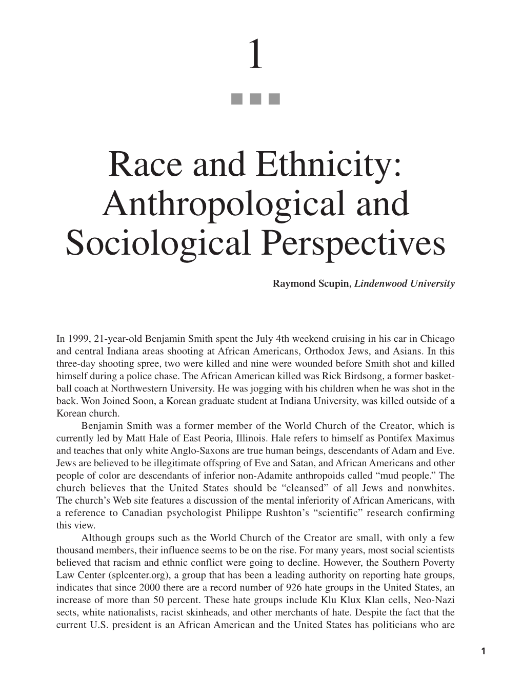 Race and Ethnicity: Anthropological and Sociological Perspectives