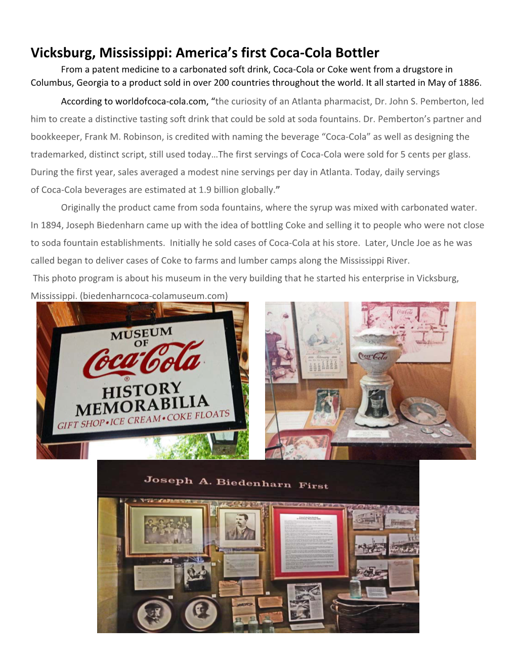 Vicksburg, Mississippi: America's First Coca‐Cola Bottler
