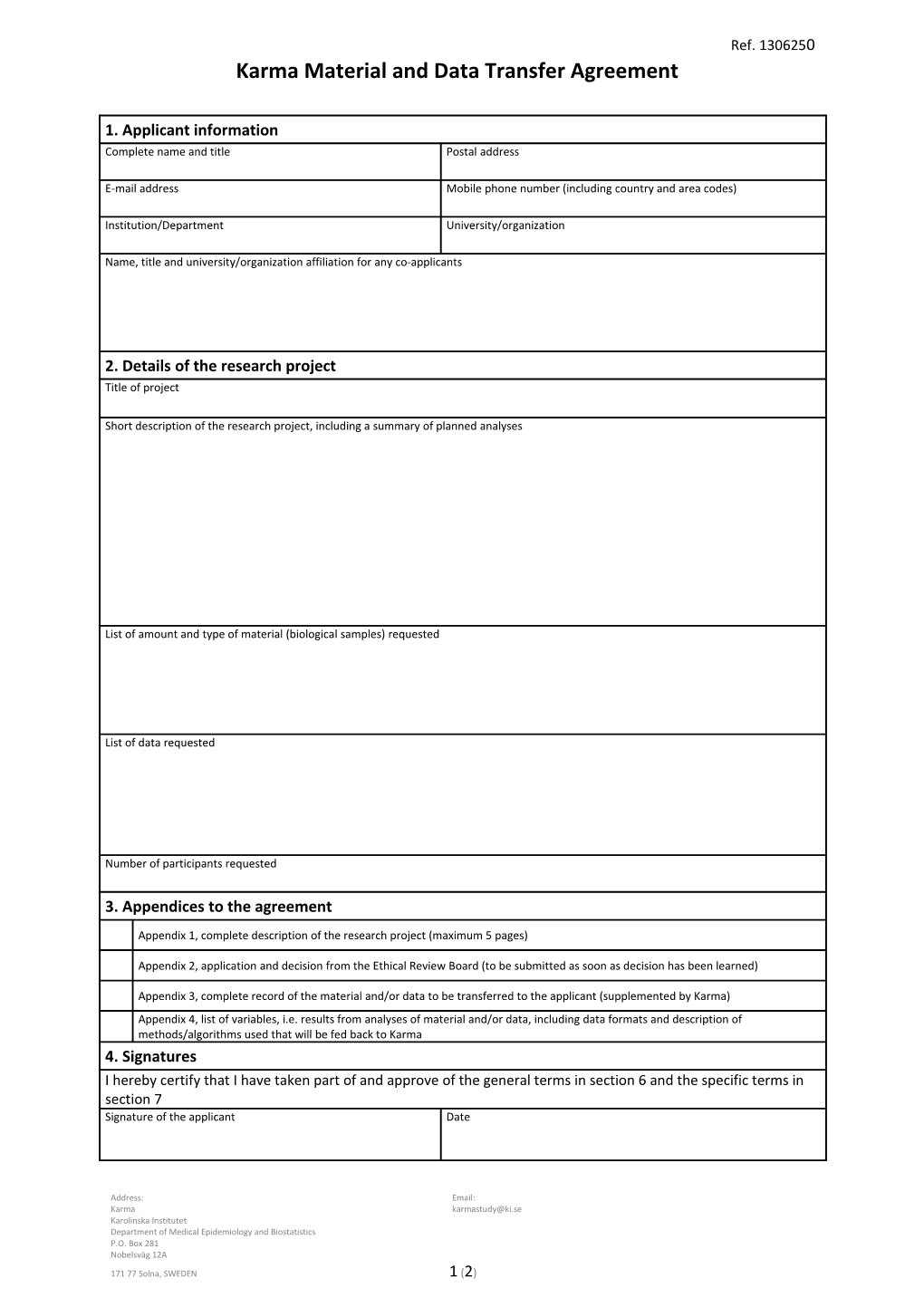 Karma Material and Data Transfer Agreement