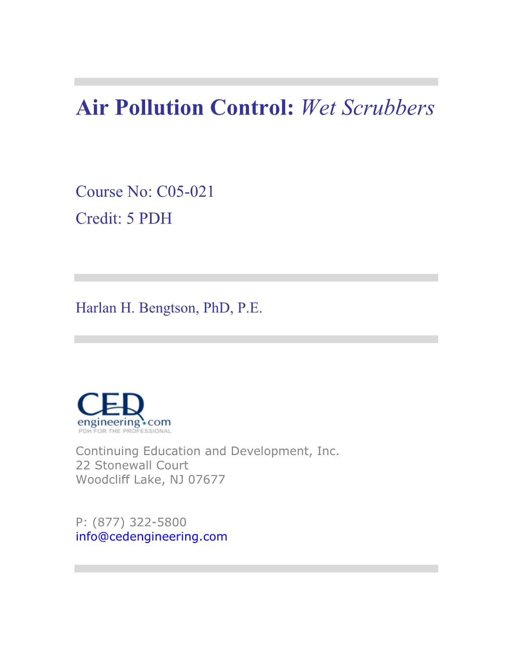 Air Pollution Control: Wet Scrubbers