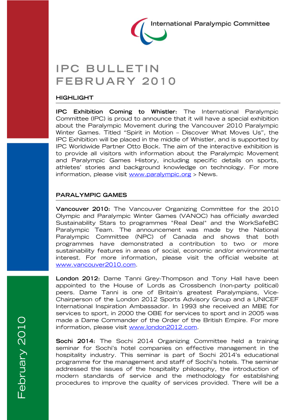 IPC BULLETIN FEBRUARY 2010 February 2010