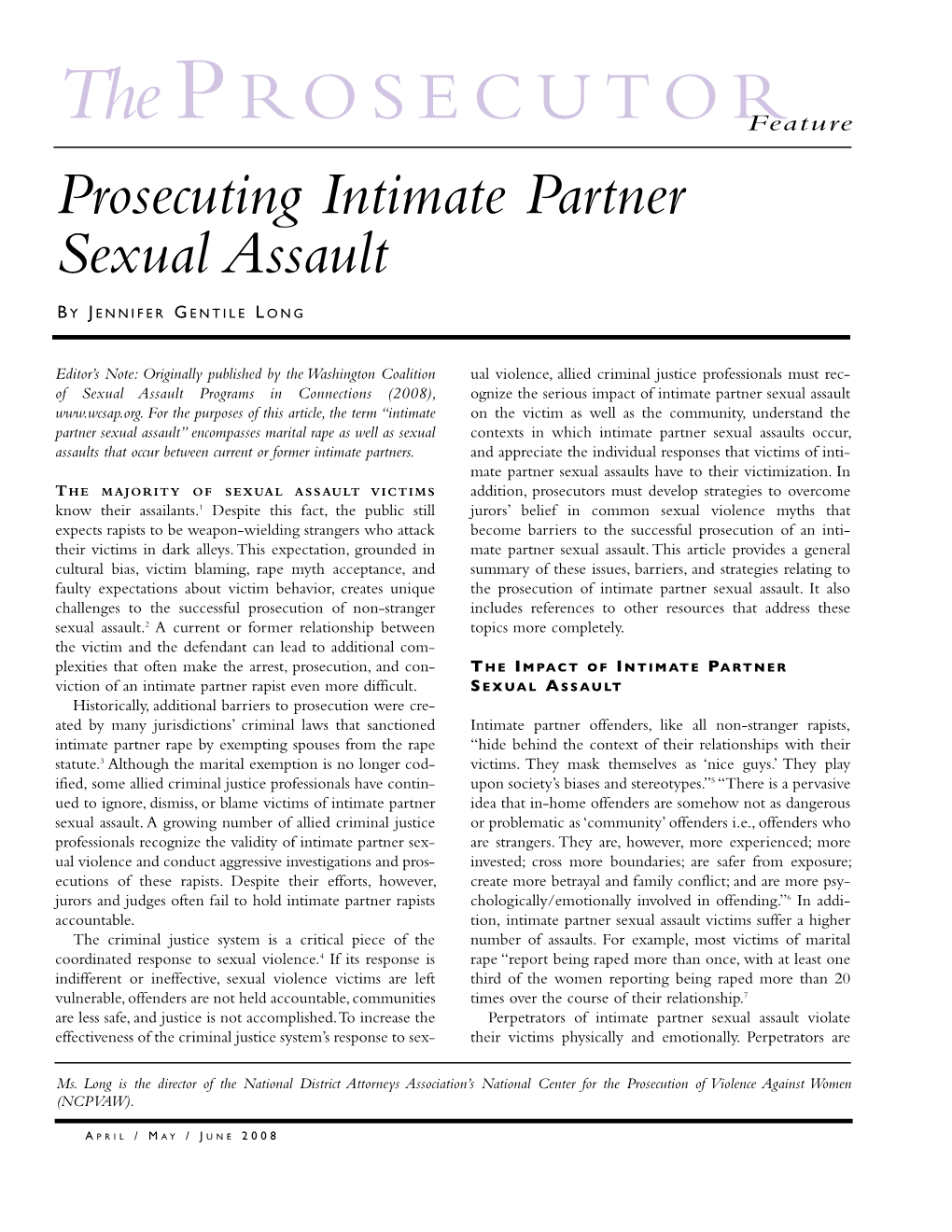 Prosecuting Intimate Partner Sexual Assault Feature