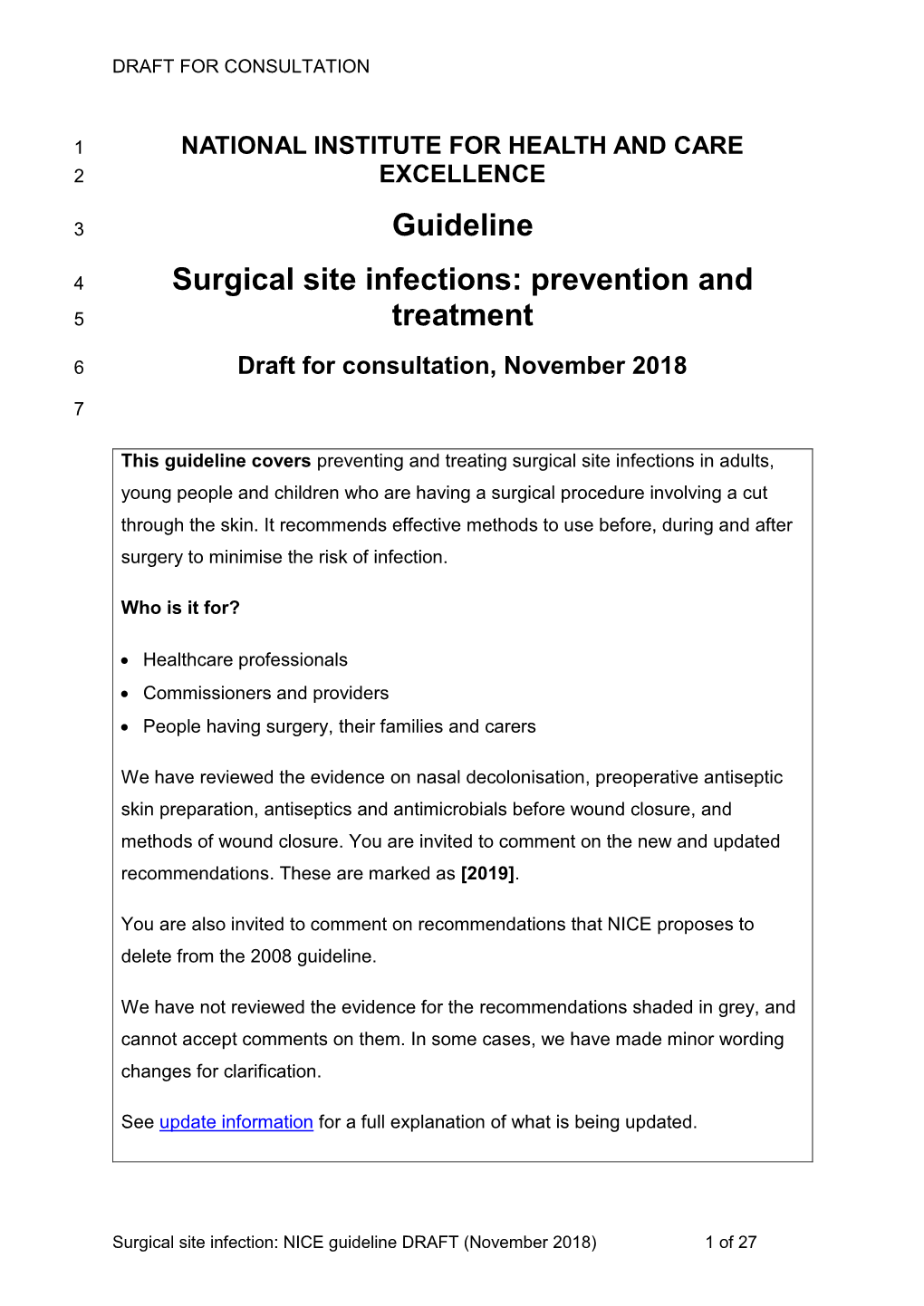 Guideline Surgical Site Infections: Prevention and Treatment