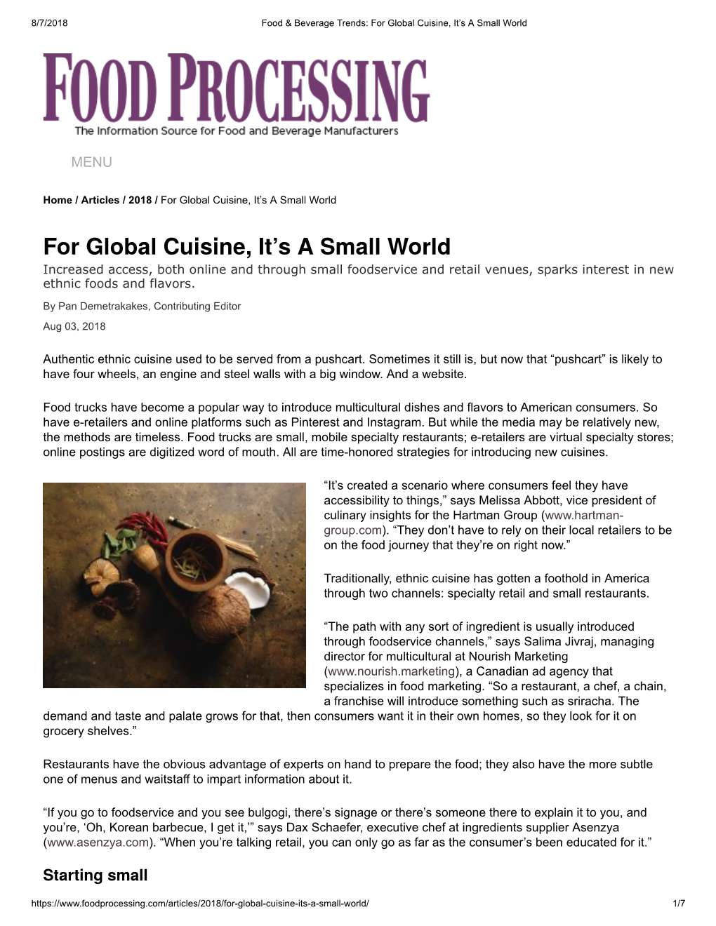For Global Cuisine, It's a Small World