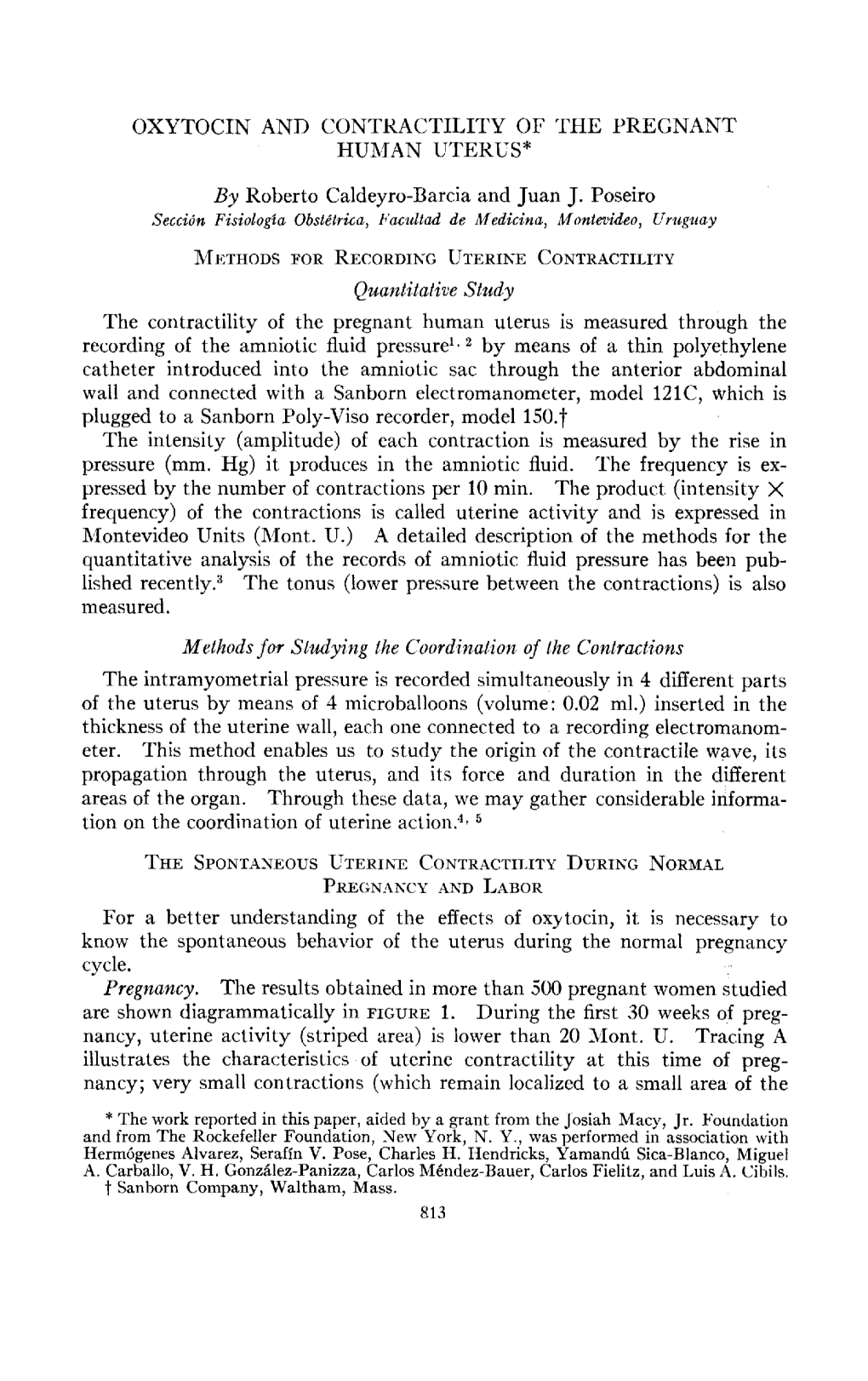 Oxytocin and Contractility of the Pregnant Human Utekus*