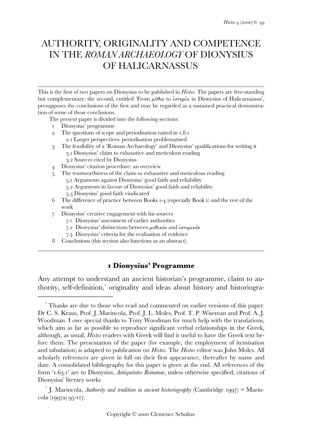 Authority, Originality and Competence in the Roman Archaeology of Dionysius of Halicarnassus 