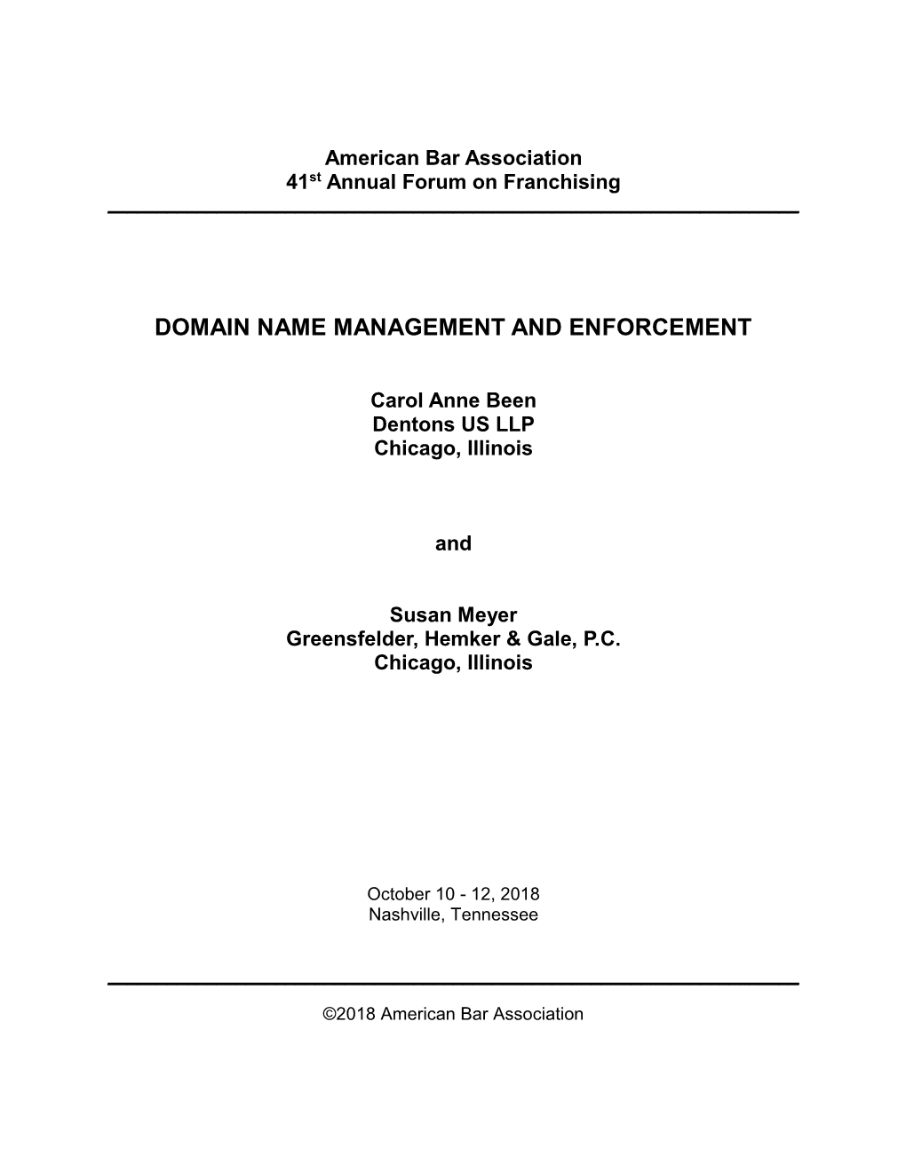 Domain Name Management and Enforcement