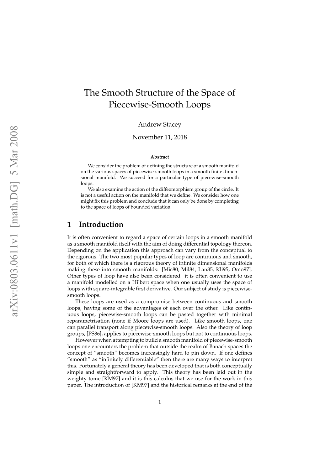The Smooth Structure of the Space of Piecewise-Smooth Loops