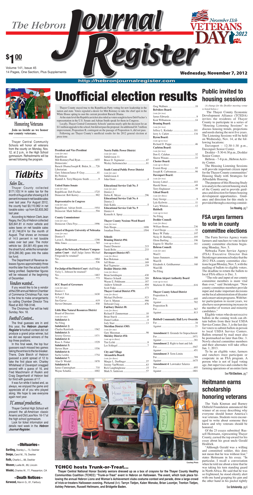 Unofficial Election Results