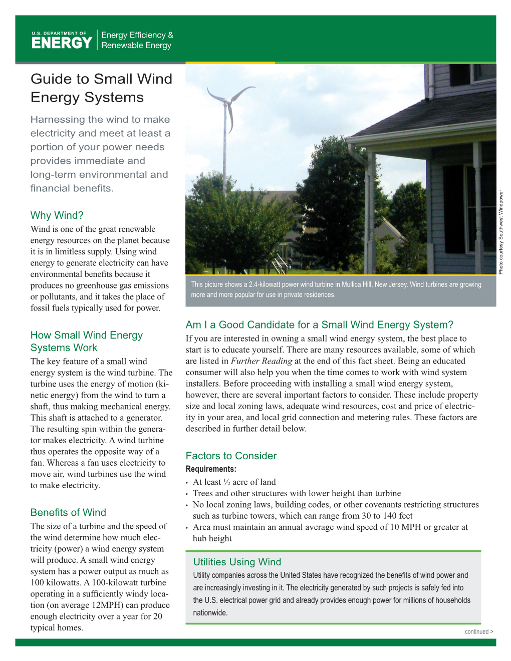 Guide to Small Wind Energy Systems