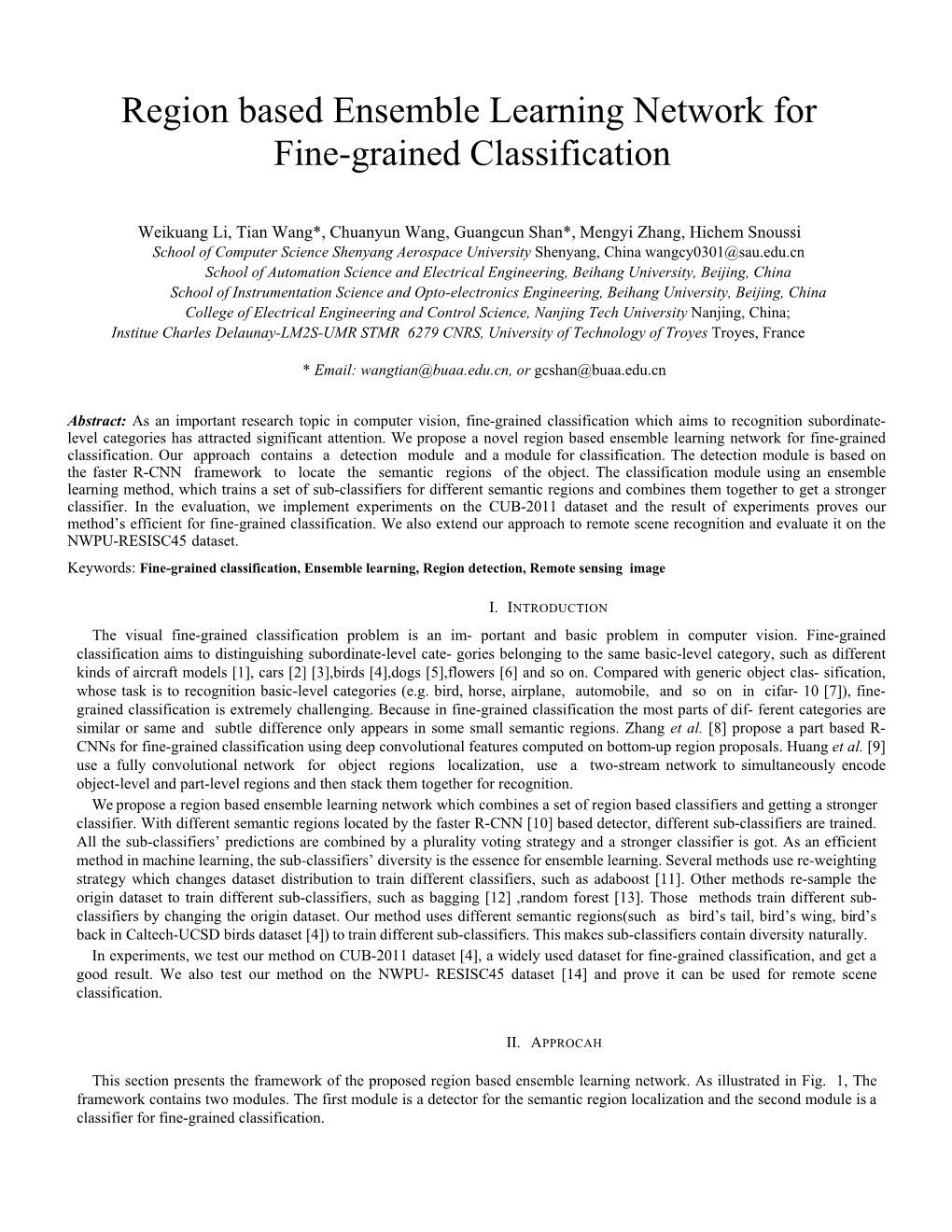 Region Based Ensemble Learning Network for Fine-Grained Classification