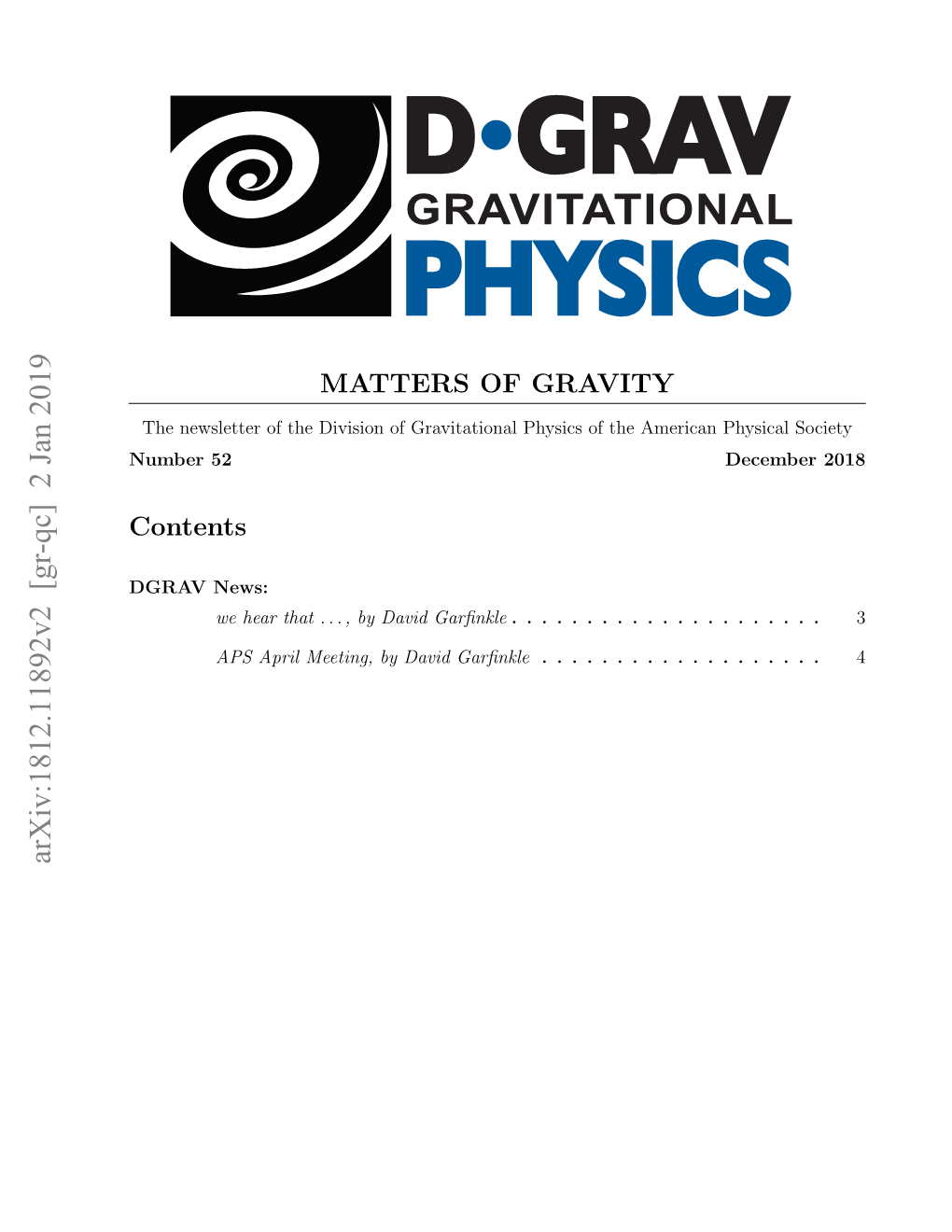 Arxiv:1812.11892V2 [Gr-Qc] 2 Jan 2019 Editor