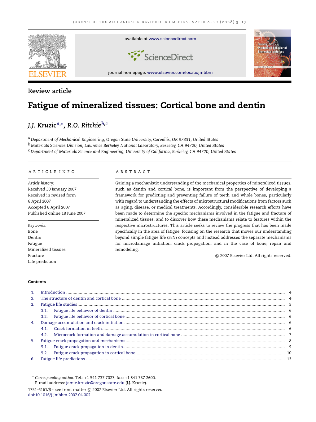 Fatigue of Mineralized Tissues: Bone and Dentin