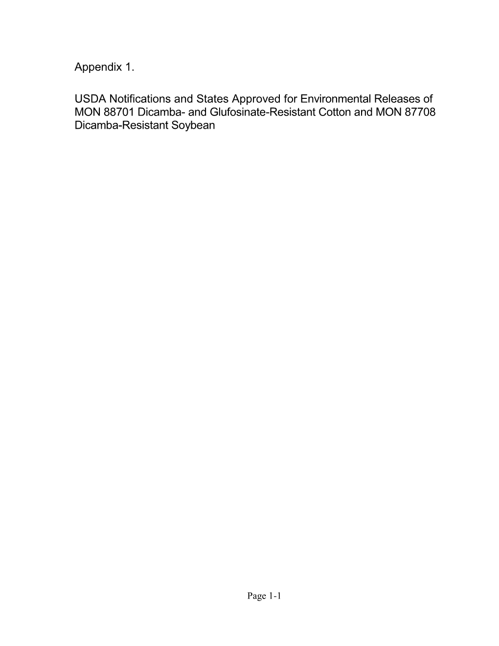 Monsanto Petitions 10-188-01P (Designated As Event MON 87708 Soybean) and 12-185-01P (Designated As Event MON 88701 Cotton)