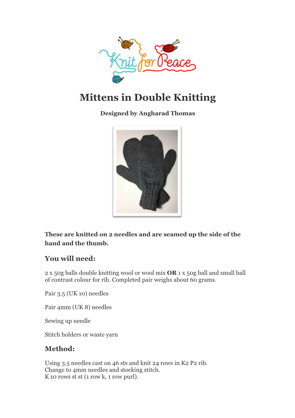 Mittens in Double Knitting