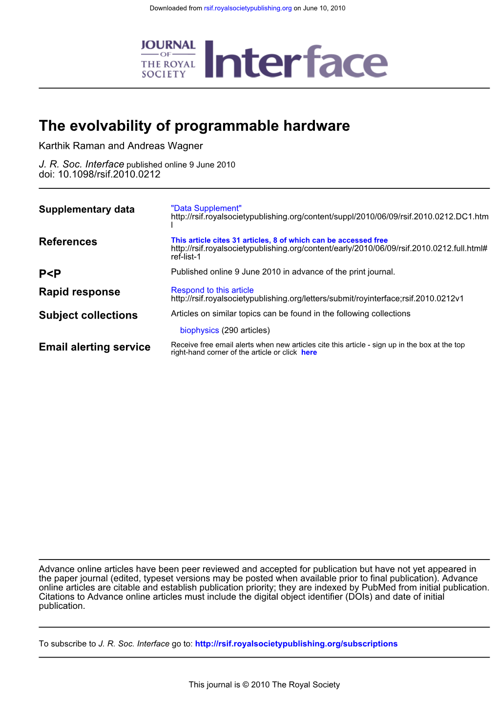 The Evolvability of Programmable Hardware