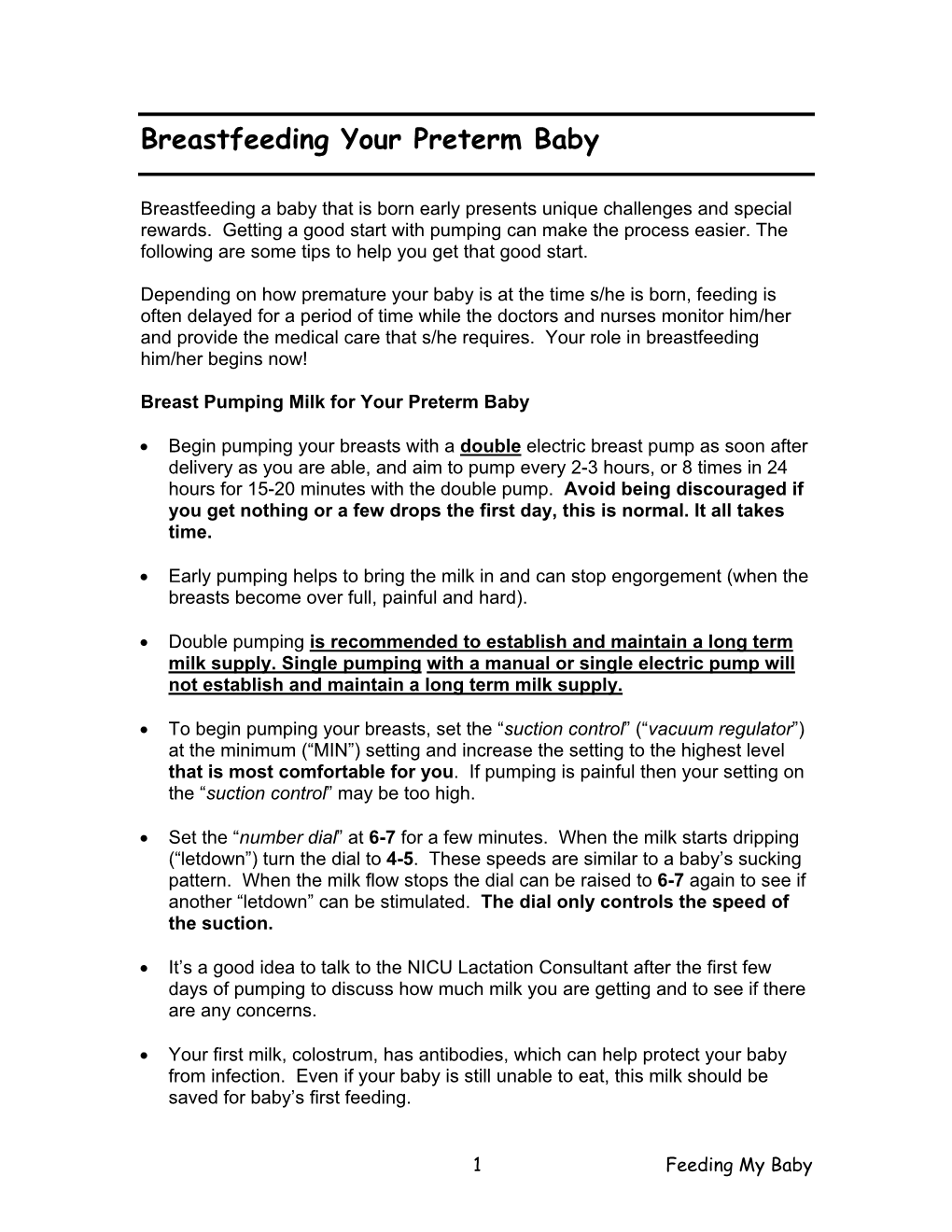 Breastfeeding Your Preterm Baby