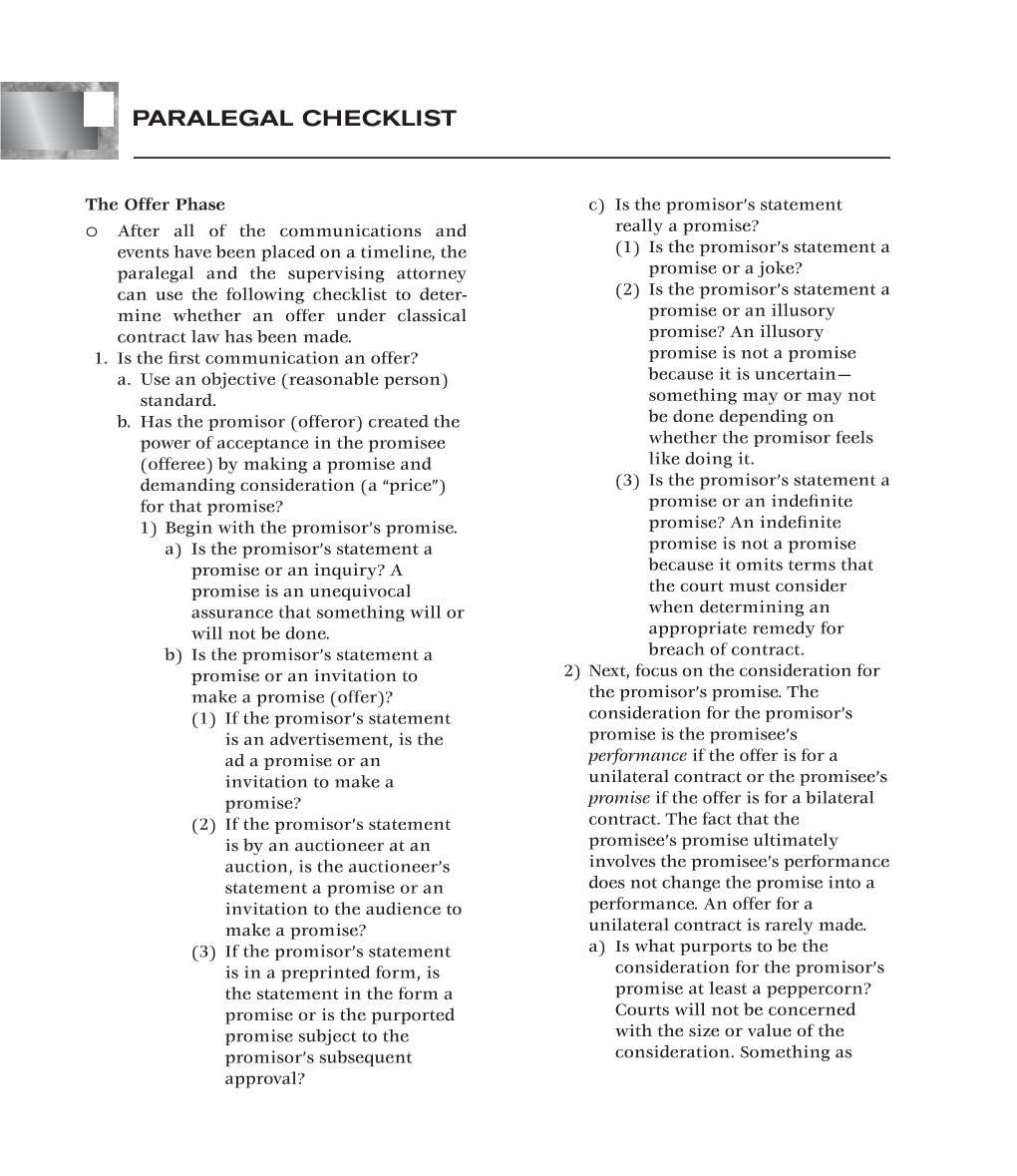 Paralegal Checklist