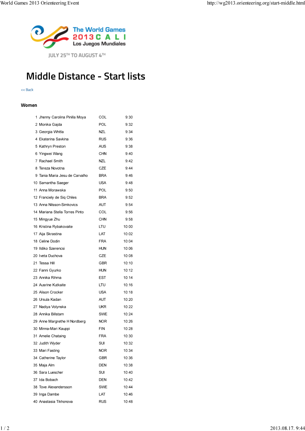 World Games 2013 Orienteering Event