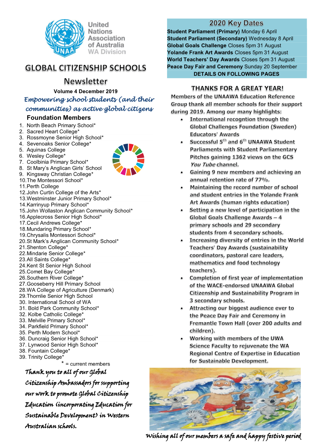 December 2019 Empowering School Students (And Their Communities) As Active Global Citizens Foundation Members 1