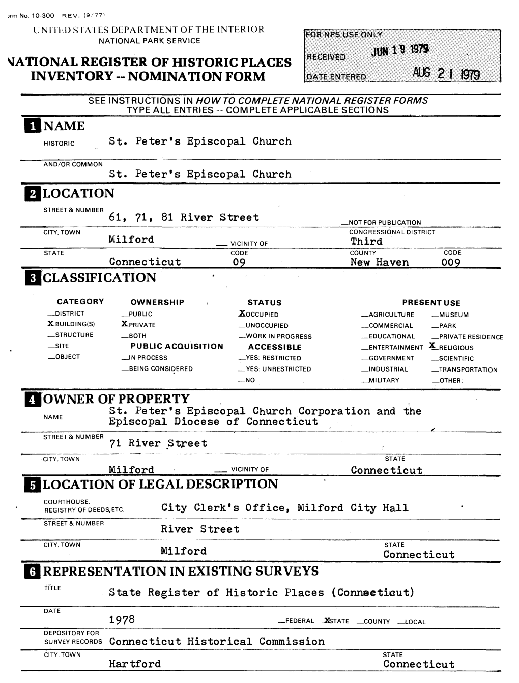 National Register of Historic Places Inventory - Nomination Form