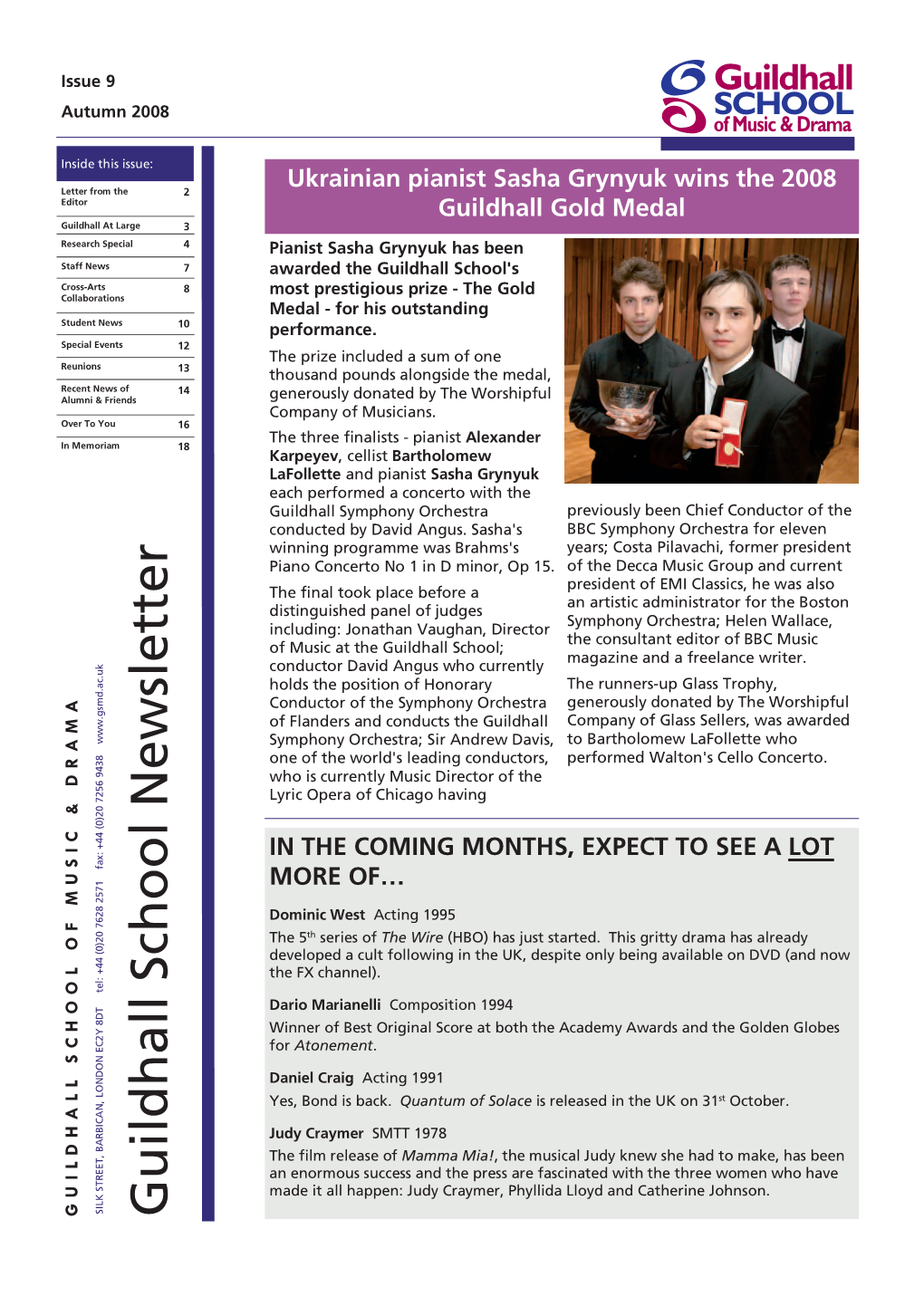 Guildhall School Newsletter Page 2 GUILDHALL SCHOOL NEWSLETTER