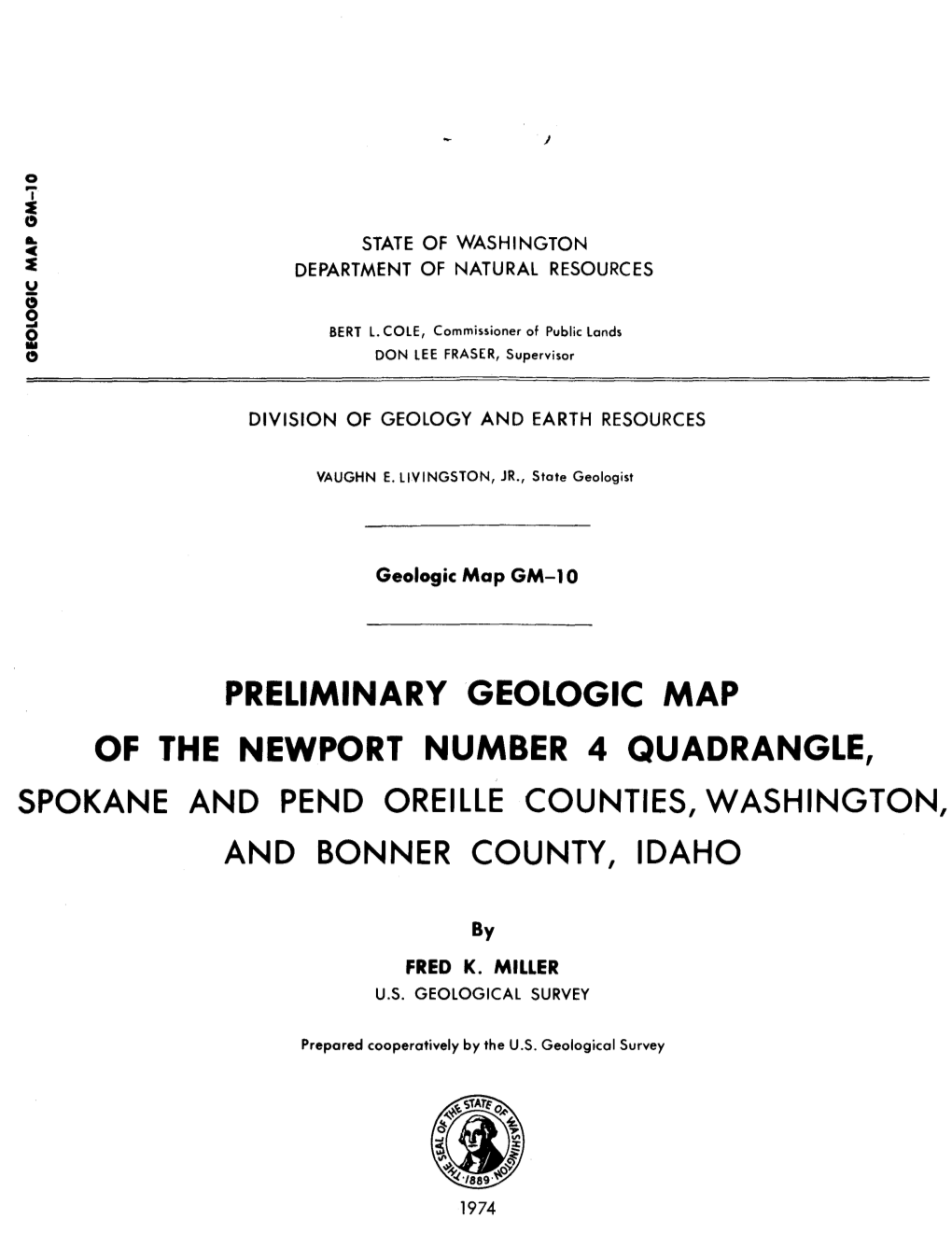 Preliminary Geologic Map of the Newport Number 4 Quadrangle, Spokane and Pend Oreille Counties, Washington, and Bonner County, Idaho