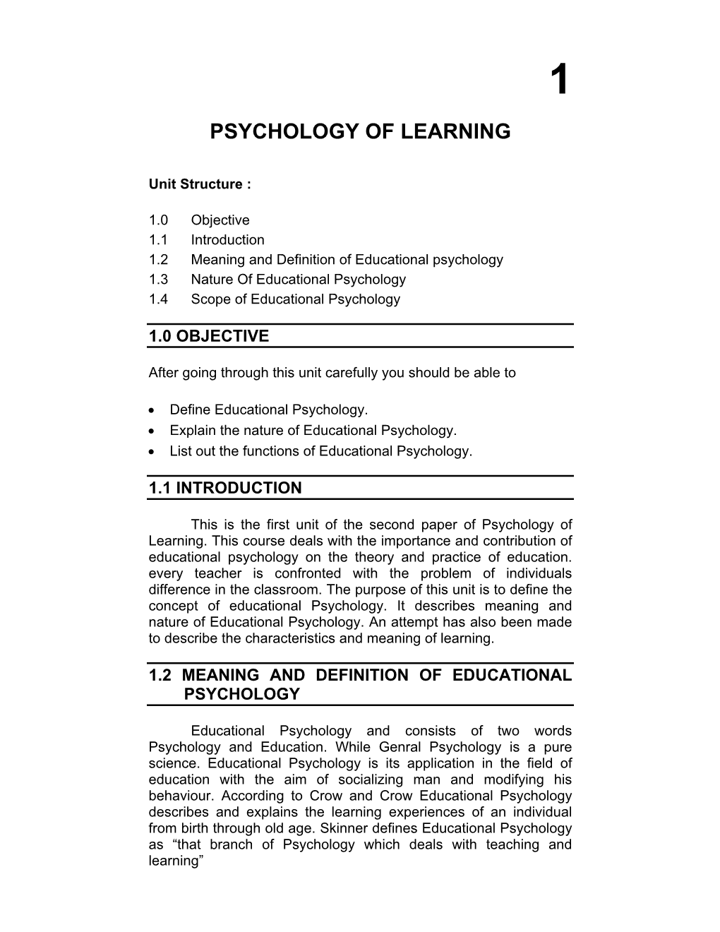 Psychology of Learning