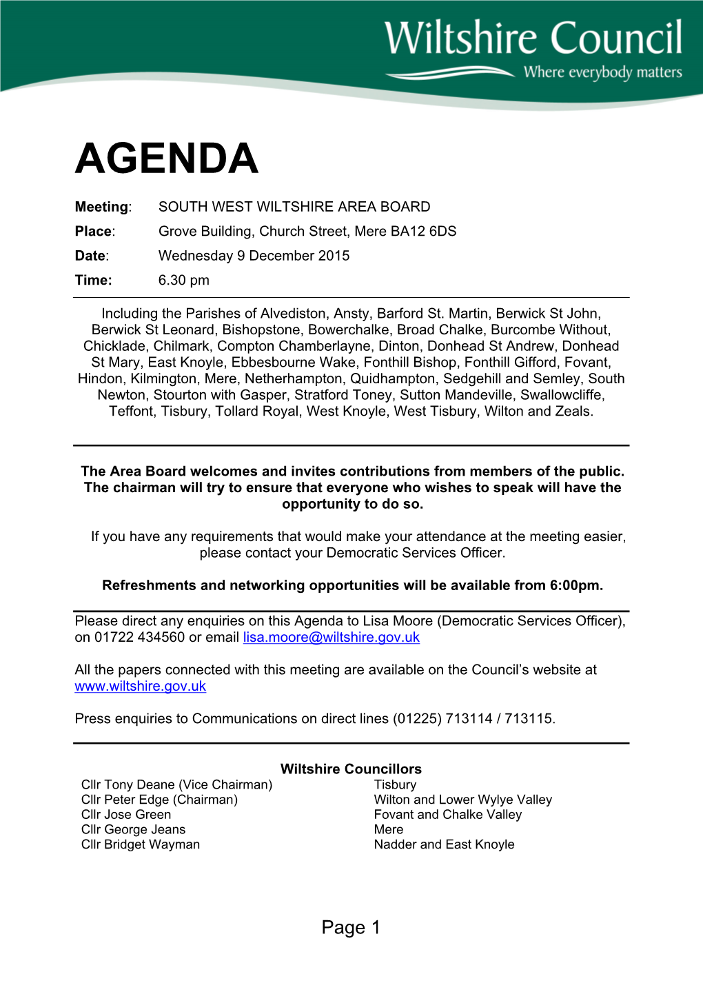 (Public Pack)Agenda Document for South West